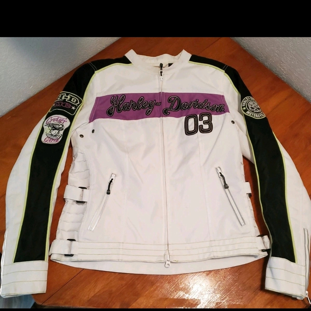 Harley-Davidson Women's White & Purple Motorcycle Jacket